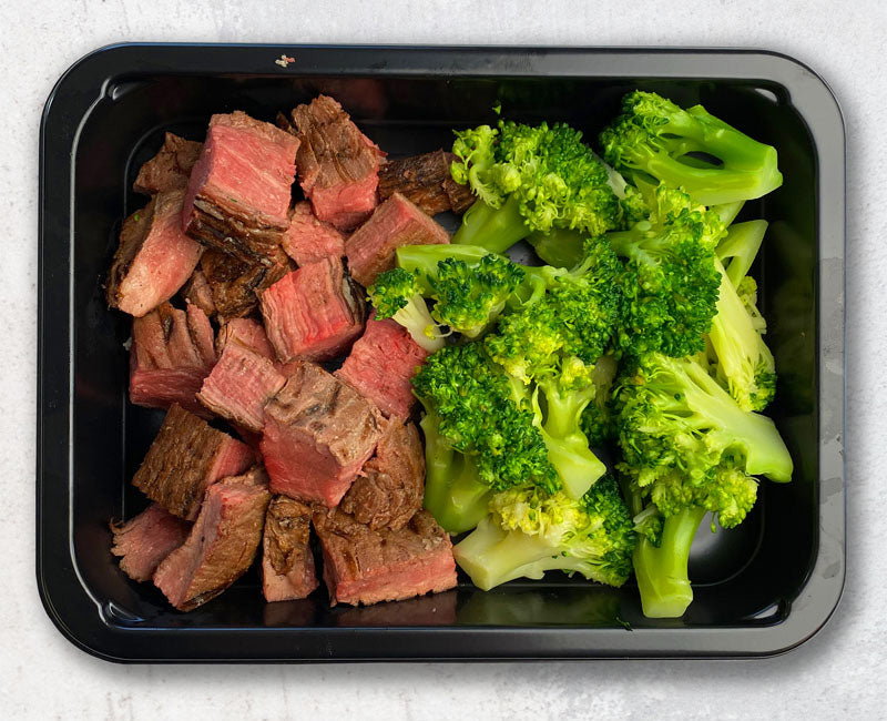 9 - Sirloin Steak Bites with Broccoli, Mashed Sweet Potatoes, and BBQ Sauce  - The Lean Machine Meal Prep